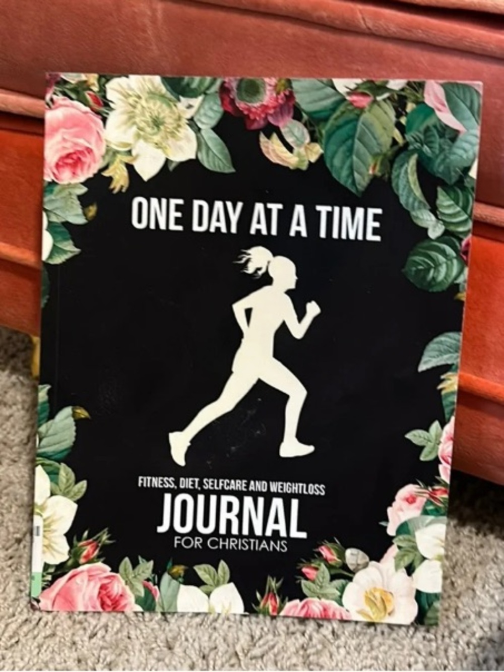 One Day at a Time Floral Runner Wall Art Print - Black & Green